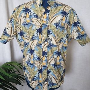 Short sleeve, Aloha shirt, sailboat pattern, Small